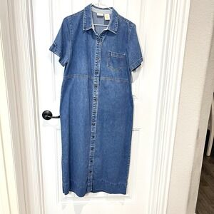 Vintage Blue Denim Midi Dress